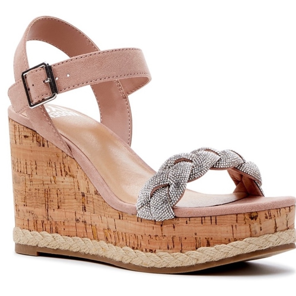 Steve Madden Pink and Silver Wedge Sandals